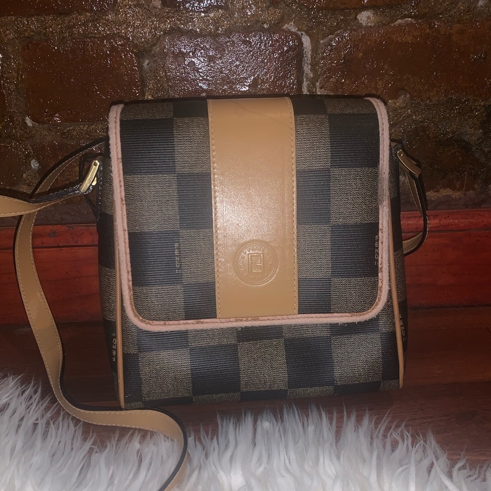 FENDI Checked Damier messenger flap bag